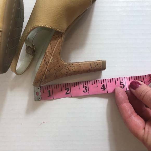 Rialto Slingback Open Toe Cork Front Heel Shoes  Tan Size 7M - Picture 2 of 8